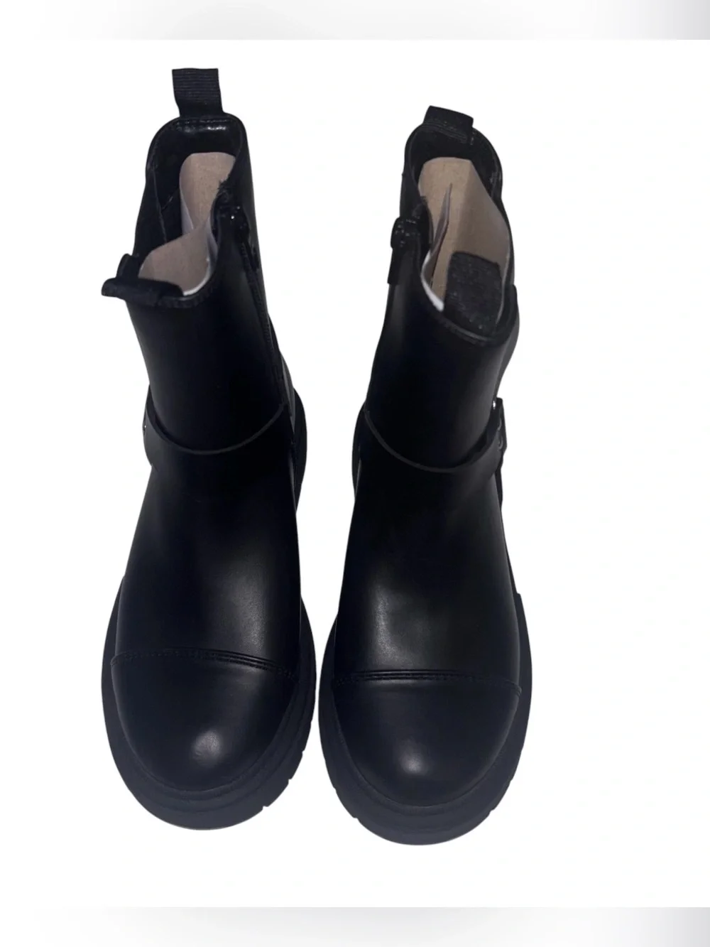 Art Class Black Chunky Crosby Moto Boots with Buckle Strap Girls Size 1